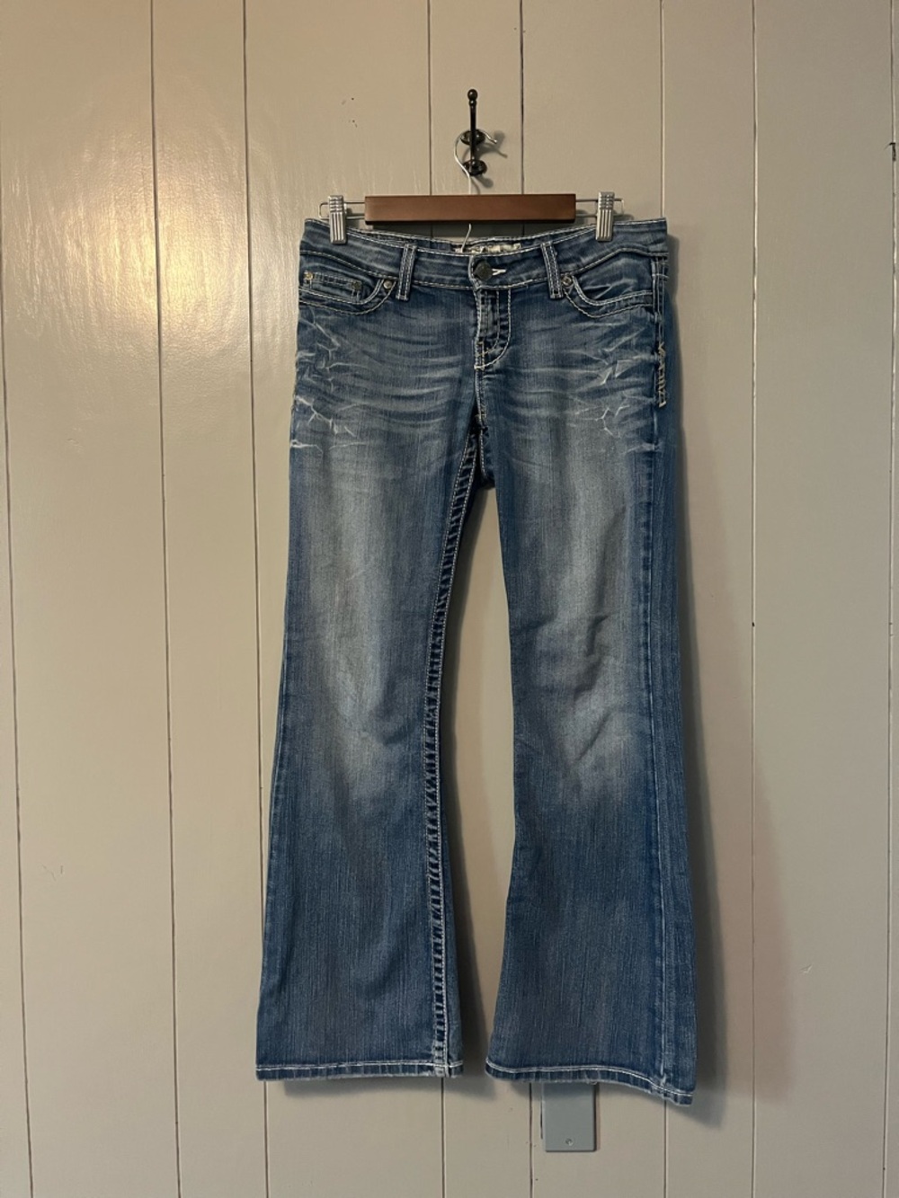 BKE Sabrina Women Y2K Bootcut Jeans Blue Medium Wash Stretch Faded 27x29.5